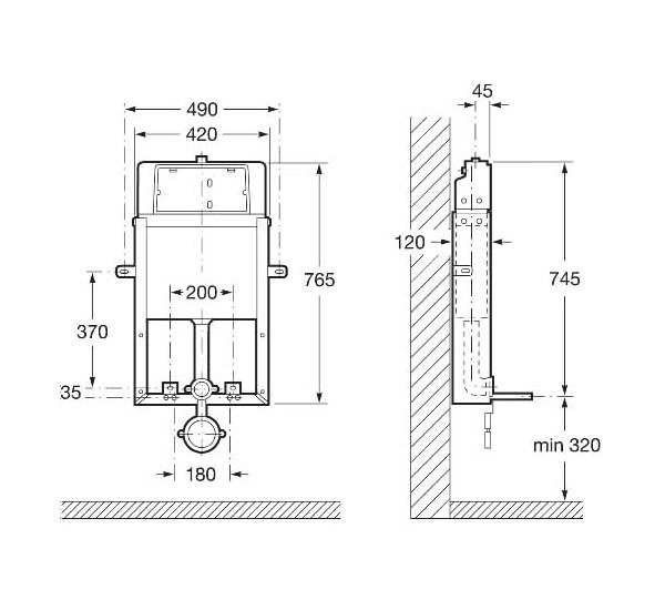 Roca Montage Wall Hung WC Bracket With Concealed Cistern 890030000