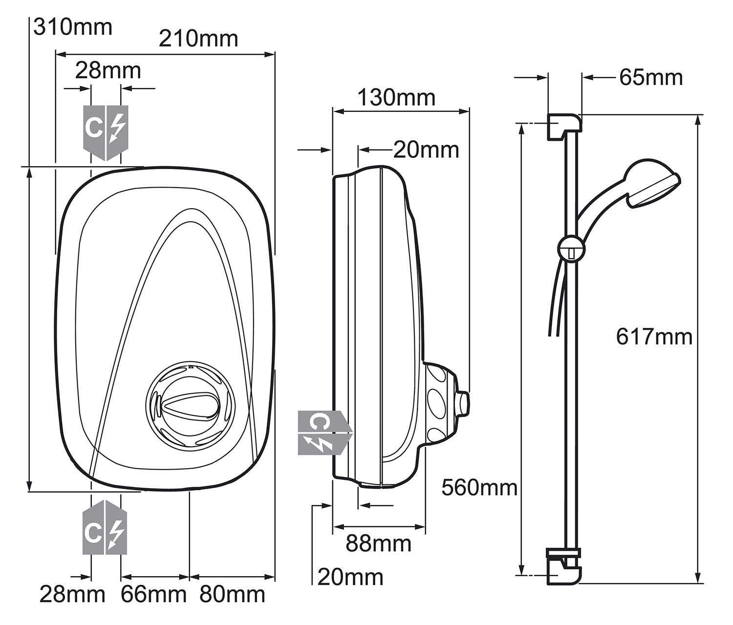 Mira Vigour Thermostatic Power Shower White And Chrome