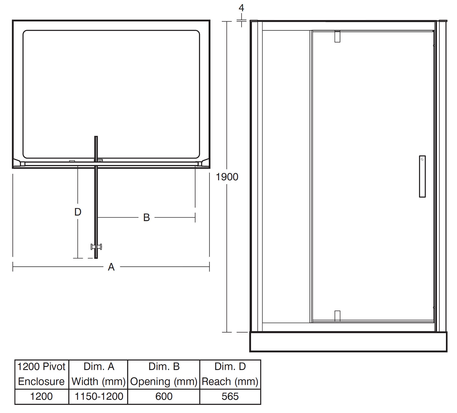 Ideal Standard Pivot Corner Shower Door With Inline Panel 1200