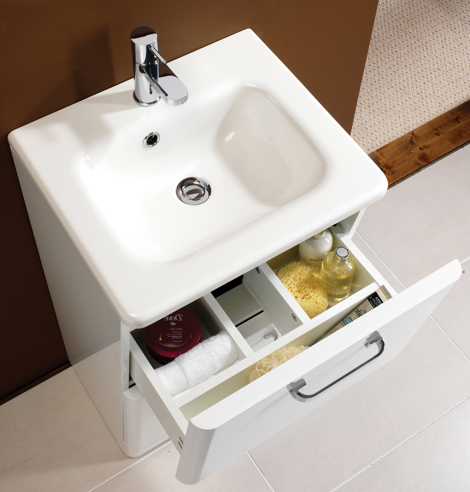 HIB Palamas 600mm Floor Standing Vanity Unit With Basin White