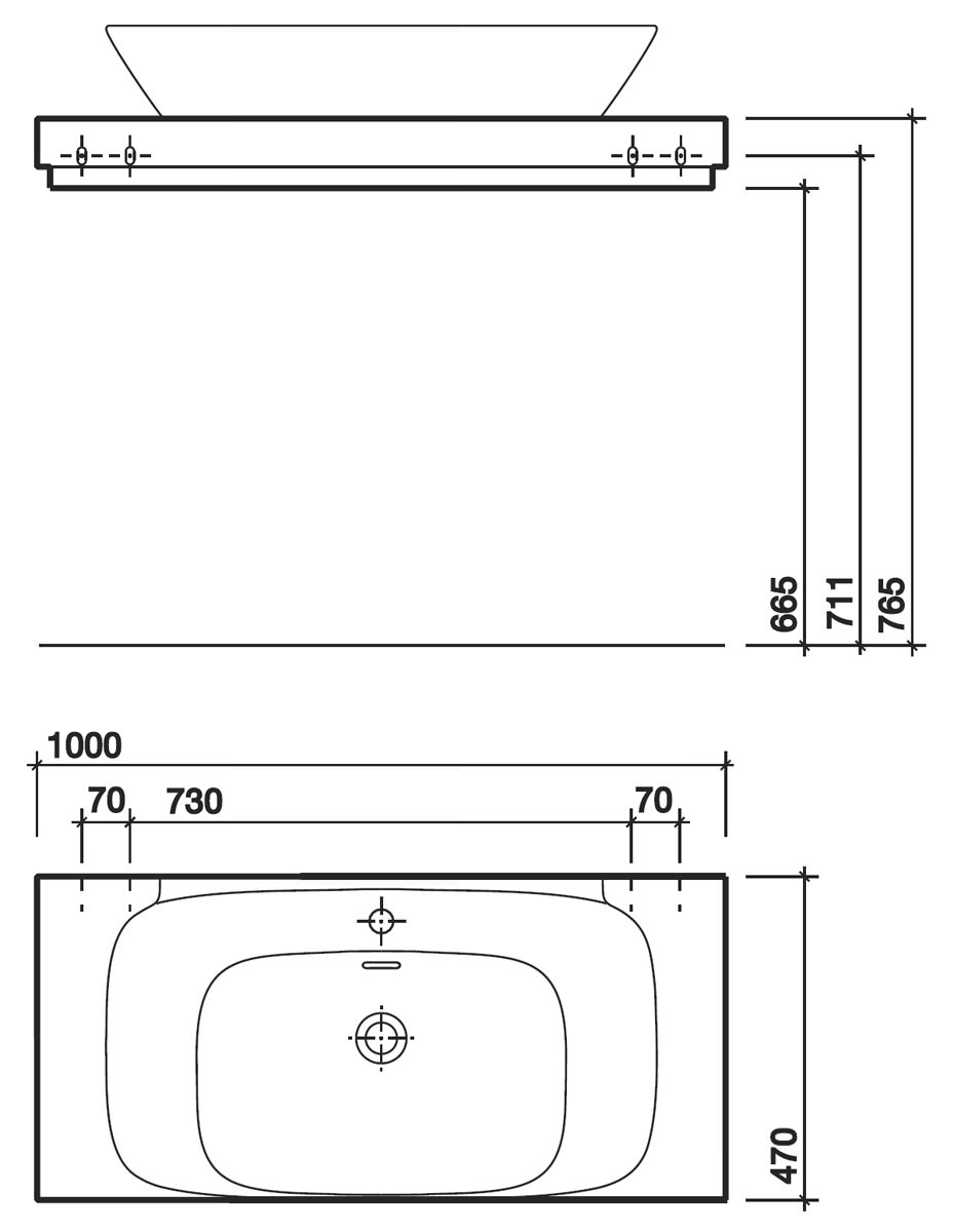 Twyford Vello 800mm Countertop Basin And 1000mm Shelf VO4741WH