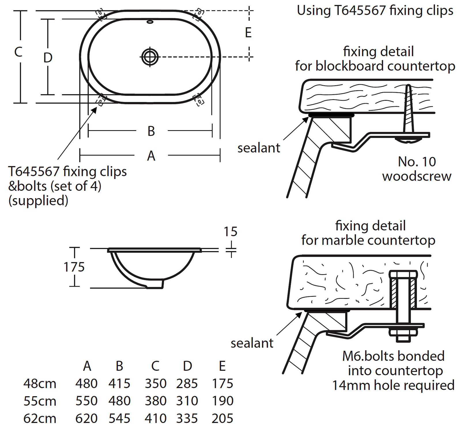 Ideal Standard Concept Oval 550mm Under Counter Basin - E502001