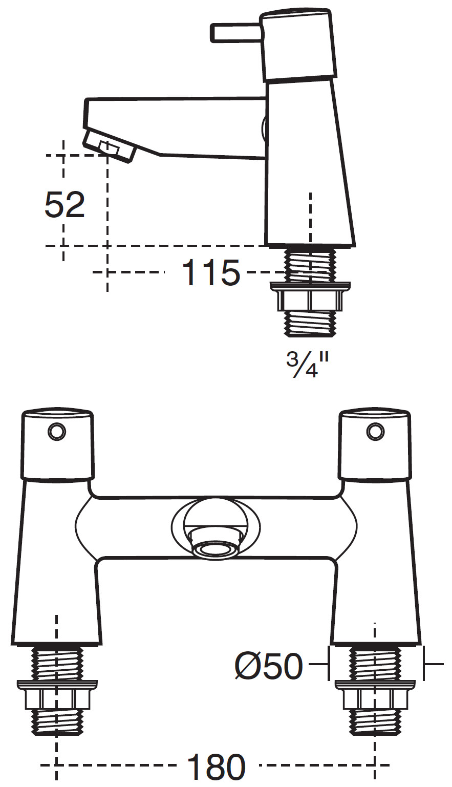 Ideal Standard Cone Rim Mounted Bath Filler Tap